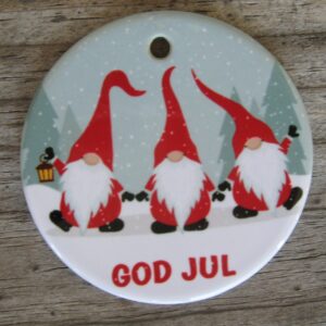 Ceramic "3 gnomes" ornament 3"