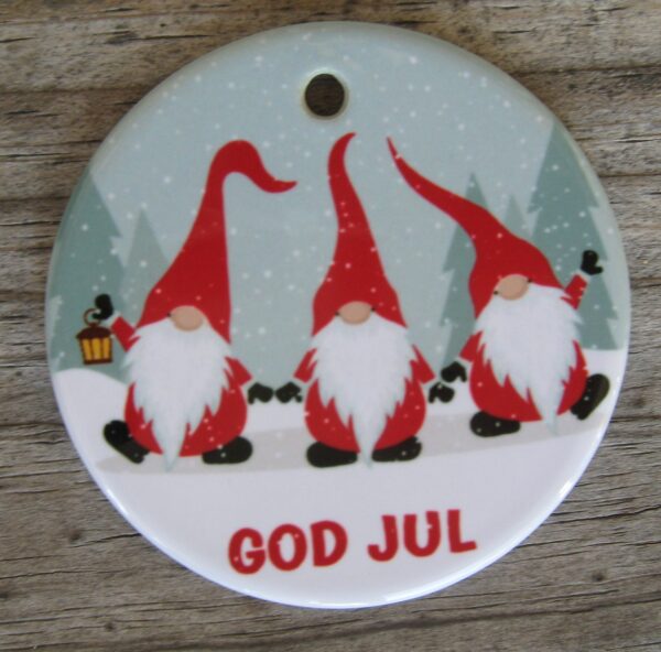 Ceramic "3 gnomes" ornament 3"