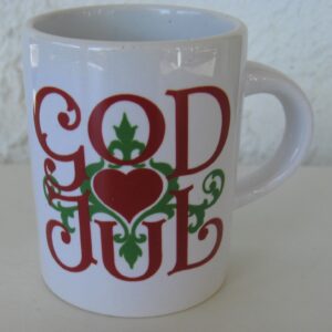 Ceramic "God Jul" glögg cup  2.5" diameter x 2"