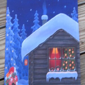 God Jul wall hanging "Tomte delivering gifts"  24" x 8.5" polyester