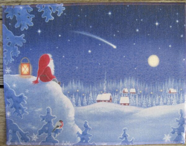 Linen "Christmas scene" place mat   15.5" x 12"
