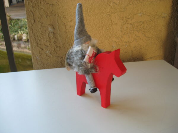 Tomte on Dala horse 8"