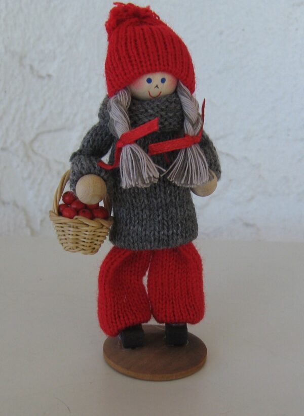 Tomte girl w/lingonberries  5" Sweden