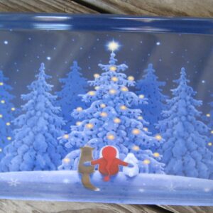 Almond  Cake Tray "Christmas Scene" melamine 15" x 6.5"