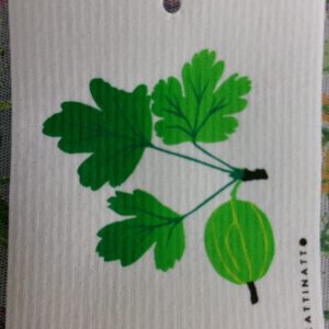 Swedish screen printed dish washing sponge/dish cloth "gooseberry" Kattinatt of Sweden