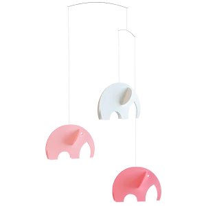 Pink and white elephants mobile  Flensted of Denmark  24" x 15"
