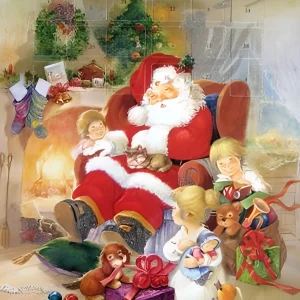 Christmas Advent Calendar, "Santa in Chair", 11" x 15" 1 left