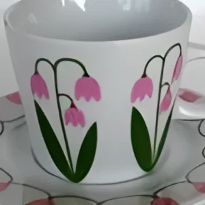 Ceramic cup and saucer, Linnea design by Floryd of Sweden  1 left