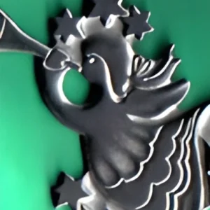 Pewter angel with trumpet and stars ornament 2"  Made in Sweden  1 LEFT